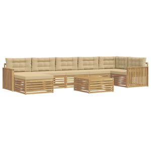 vidaXL Ensemble de canap&eacute;s d'ext&eacute;rieur 8 pc Blanc et Beige