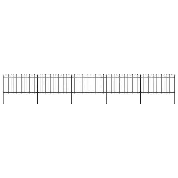 vidaXL Cl&ocirc;ture de jardin avec dessus en forme de lance en acier 892,5 x 100 cm Noir