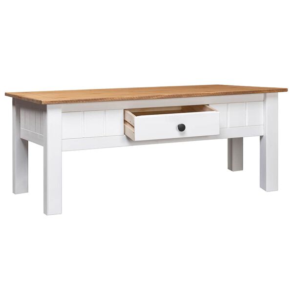 vidaXL Table basse Blanc 100x60x43,5 cm Pin massif Assortiment Panama