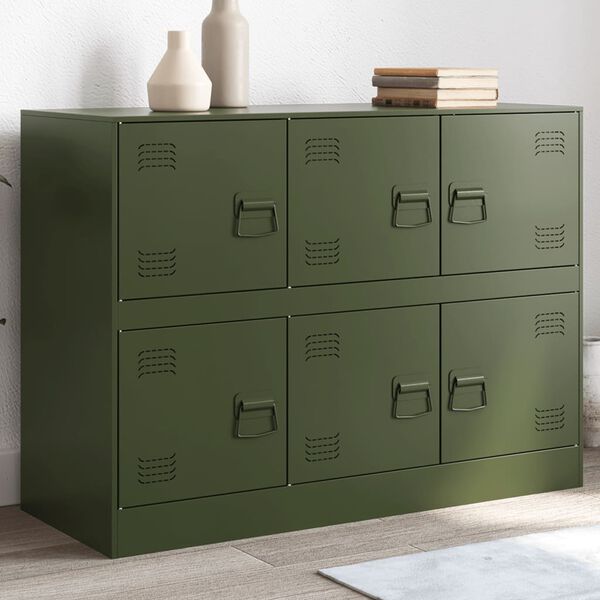 vidaXL Buffet vert olive 99x39x73 cm acier
