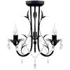 vidaXL Lustre m&eacute;tal noir style art nouveau + perles crystal 3 x E14 Ampoules