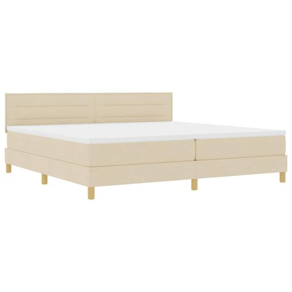 vidaXL Lit &agrave; ressort LED avec matelas Cr&egrave;me 200 x 200 cm tissu