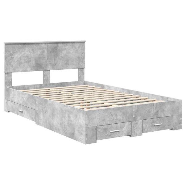 vidaXL Cadre de lit Gris b&eacute;ton 120 x 190 cm Bois d'ing&eacute;nierie
