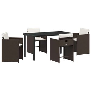 vidaXL Ensemble de salle &agrave; manger pour jardin 5 pcs Marron polyrotin