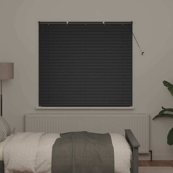 vidaXL Store de Fen&ecirc;tre avec des rideaux Noir Aluminium