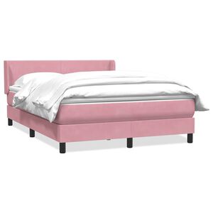 vidaXL Sommier &agrave; lattes de lit avec matelas rose 160x220 cm velours