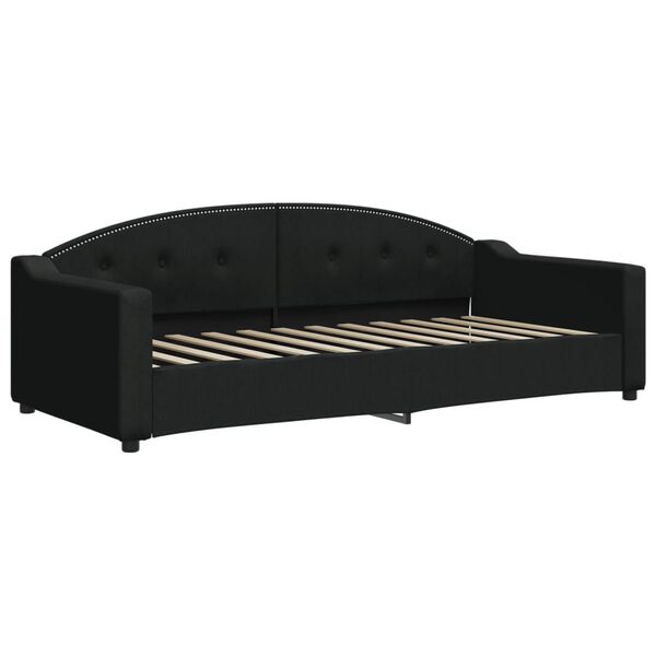 vidaXL Lit de jour avec gigogne et tiroirs noir 90x200 cm tissu
