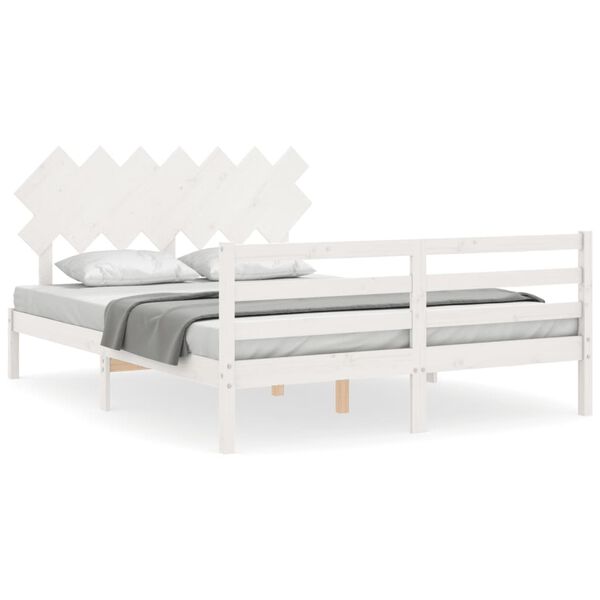 vidaXL Cadre de lit sans matelas blanc 140x190 cm bois massif