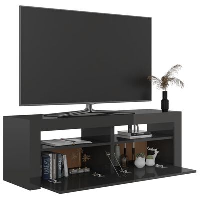 vidaXL Meuble TV avec lumières LED gris brillant 120x35x40 cm