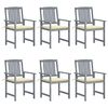 vidaXL Chaises de jardin et coussins lot de 6 Bois acacia massif Gris