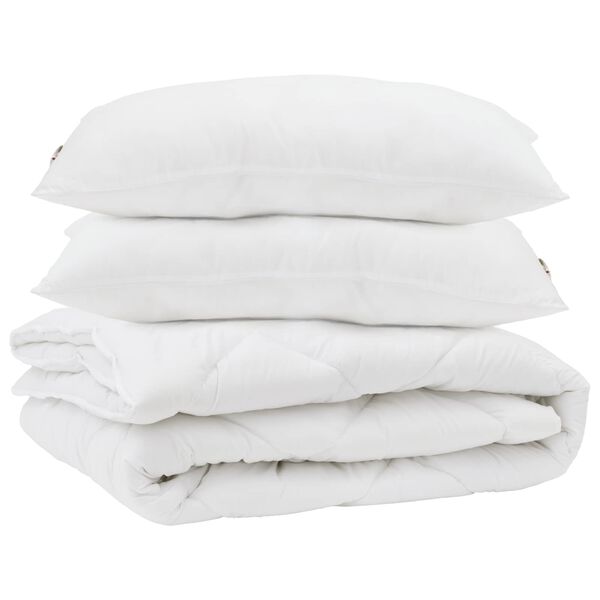 vidaXL Couette avec oreiller 3 pcs Blanc Microfibre