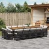 vidaXL Ensemble &agrave; manger de jardin 15 pcs coussins noir r&eacute;sine tress&eacute;e