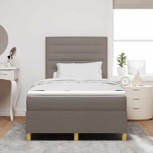 vidaXL Lit &agrave; ressorts avec matelas Taupe 120 x 190 cm tissu