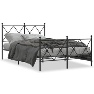 vidaXL Cadre de lit m&eacute;tal sans matelas avec pied de lit noir 120x190cm