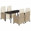 vidaXL Ensemble &agrave; manger de jardin avec coussins 5pcs Beige poly rotin