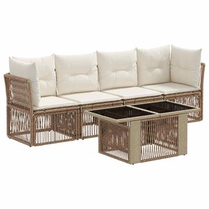 vidaXL Ensemble de canap&eacute; de jardin 5 pc Beige polyrotin