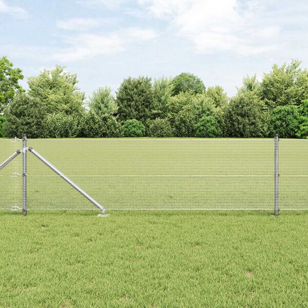 vidaXL Poteau de cl&ocirc;ture. Argent&eacute; 10 x 0,4 m (maille 12 x 12 mm) Acier