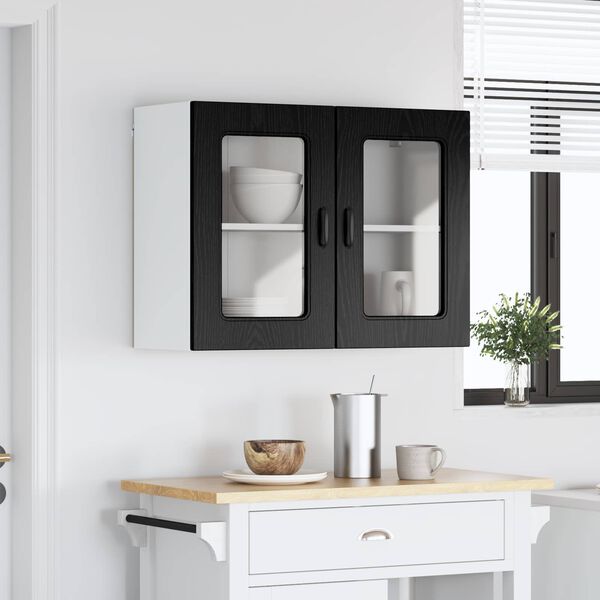 vidaXL Armoire de cuisine avec porte Kalmar Ch&ecirc;ne noir 80 x 31 x 60 cm