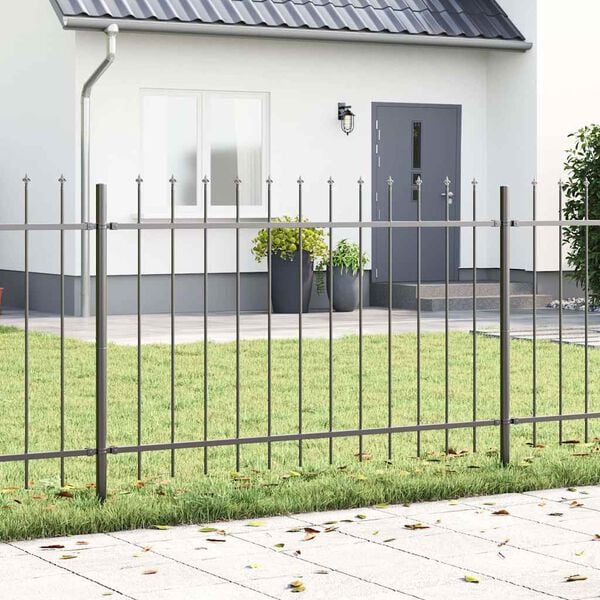 vidaXL Cl&ocirc;ture de jardin 5 pcs Gris 8,5 x 1,2 m Acier rev&ecirc;tu de poudre