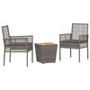 vidaXL Ensemble bistro de jardin 3 pc Gris polyrotin