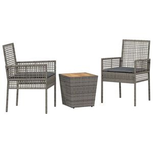 vidaXL Ensemble bistro de jardin 3 pc Gris polyrotin