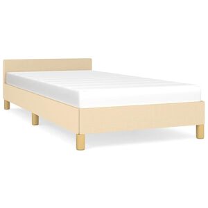 vidaXL Cadre de lit avec t&ecirc;te de lit sans matelas cr&egrave;me 90x200cm tissu