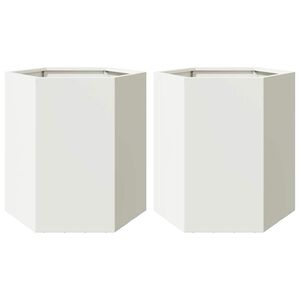 vidaXL Jardini&egrave;res 2 pcs blanc hexagone 46x40x45 cm acier