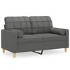vidaXL Canap&eacute; 2 places avec oreillers gris fonc&eacute; 120 cm tissu
