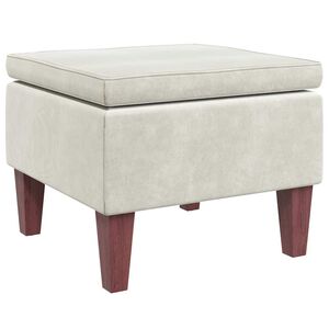 vidaXL Tabouret avec pieds en bois Cr&egrave;me Velours