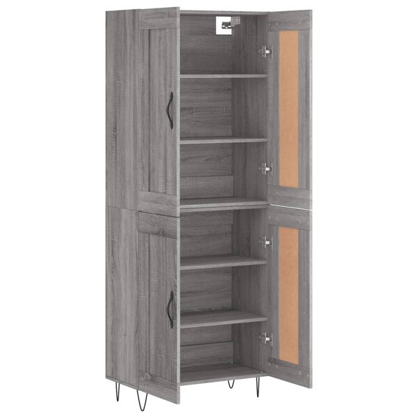 vidaXL Buffet haut Sonoma gris 69,5x34x180 cm Bois d'ing&eacute;nierie
