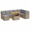 vidaXL Salon de jardin avec coussins 9 pcs beige r&eacute;sine tress&eacute;e