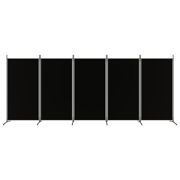 vidaXL Cloison de séparation 5 panneaux Noir 433x180 cm Tissu