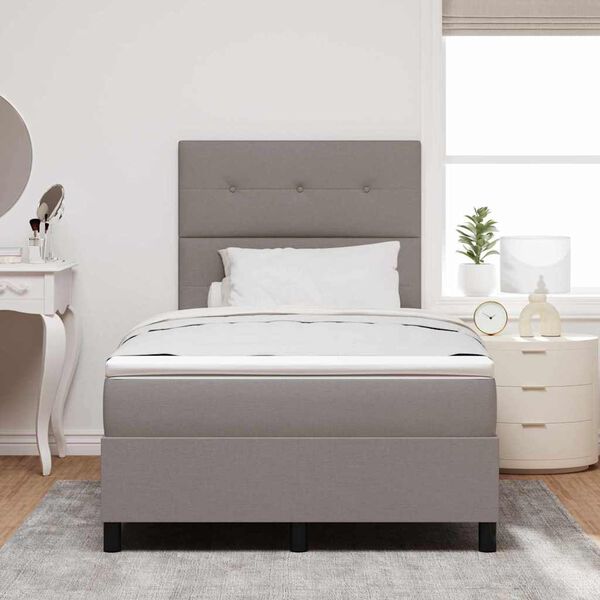 vidaXL Lit &agrave; ressorts avec matelas avec LED Taupe 120 x 190 cm tissu