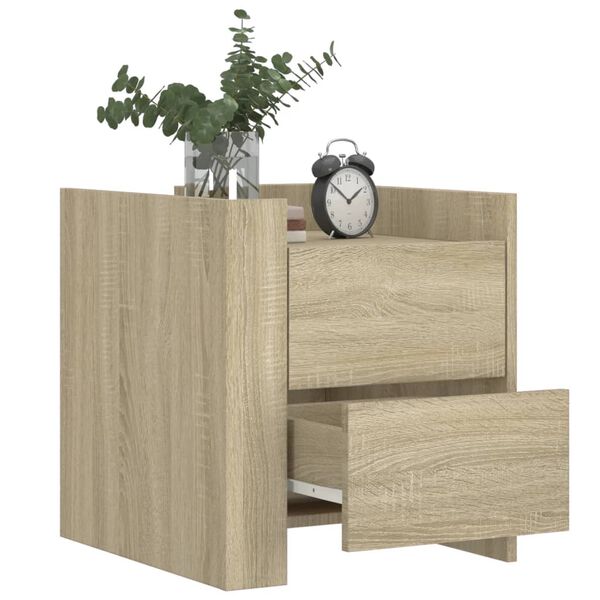 vidaXL Table de chevet ch&ecirc;ne sonoma 45x50x50 cm bois d&rsquo;ing&eacute;nierie