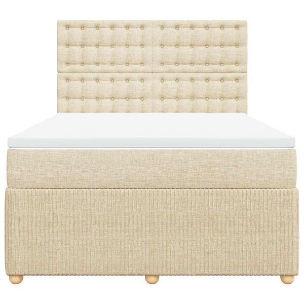 vidaXL Sommier &agrave; lattes de lit avec matelas Cr&egrave;me 140x200 cm Tissu