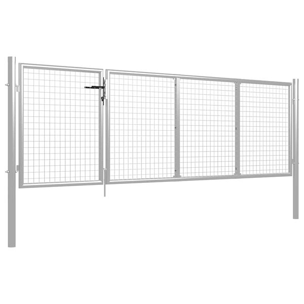 vidaXL Portillon Acier 350x100 cm Argent&eacute;