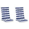 vidaXL Coussin d'ext&eacute;rieur 2 pcs Tissu Bleu et Blanc 120 x 50 x 7 cm