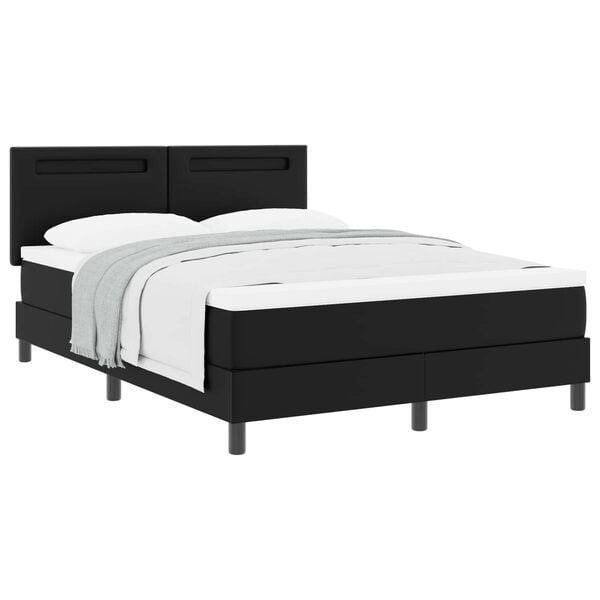 vidaXL Lit &agrave; ressorts avec matelas Noir 140 x 200 cm Simili cuir