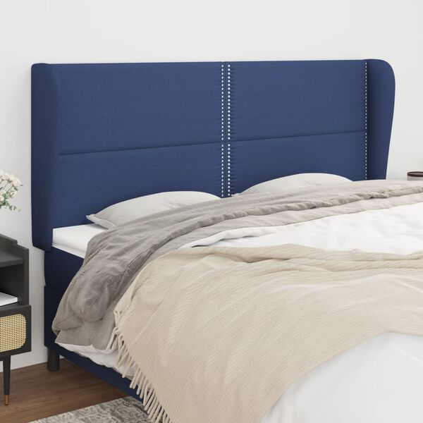 vidaXL T&ecirc;te de lit avec oreilles Bleu 183x23x118/128 cm Tissu
