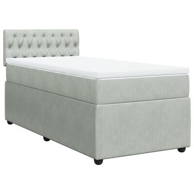 vidaXL Sommier à lattes de lit et matelas Gris clair 90x190 cm Velours