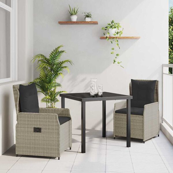 vidaXL Ensemble de salle &agrave; manger pour jardin 3 pcs Gris clair