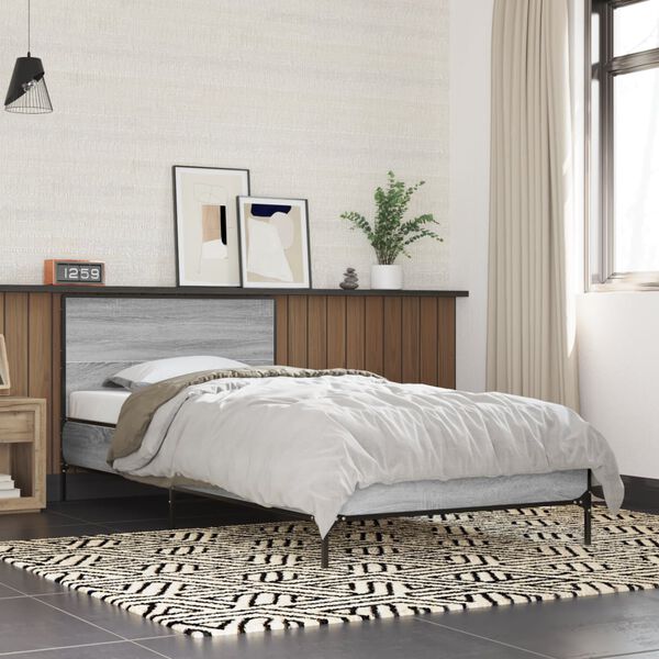 vidaXL Cadre de lit sans matelas sonoma gris 100x200 cm