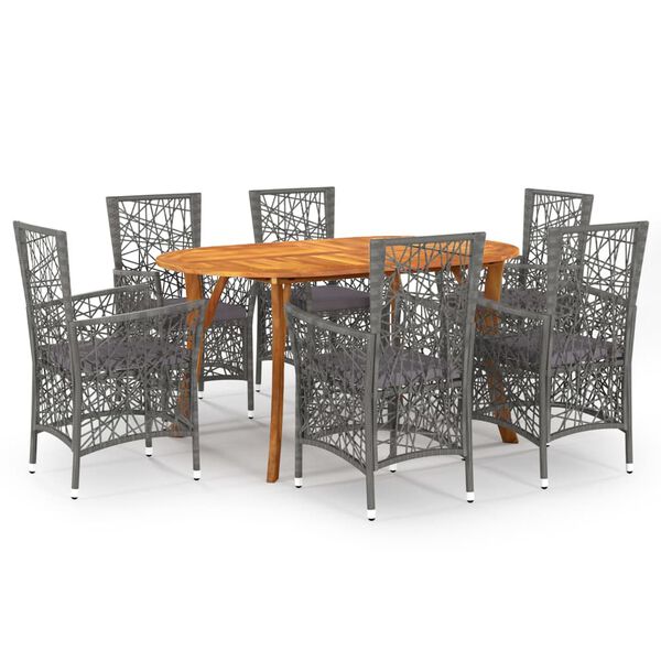 vidaXL Ensemble &agrave; manger de jardin 7 pcs Gris