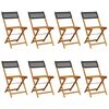 vidaXL Chaises de jardin pliantes lot de 8 noir poly rotin bois massif