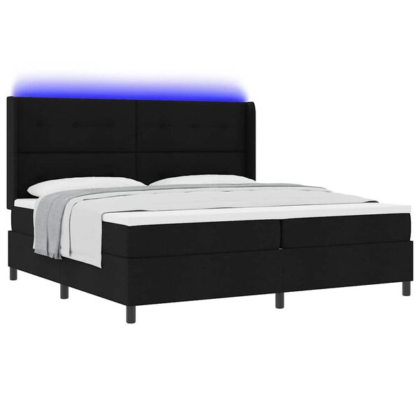 vidaXL Lit &agrave; ressort LED avec matelas Noir 200 x 200 cm tissu