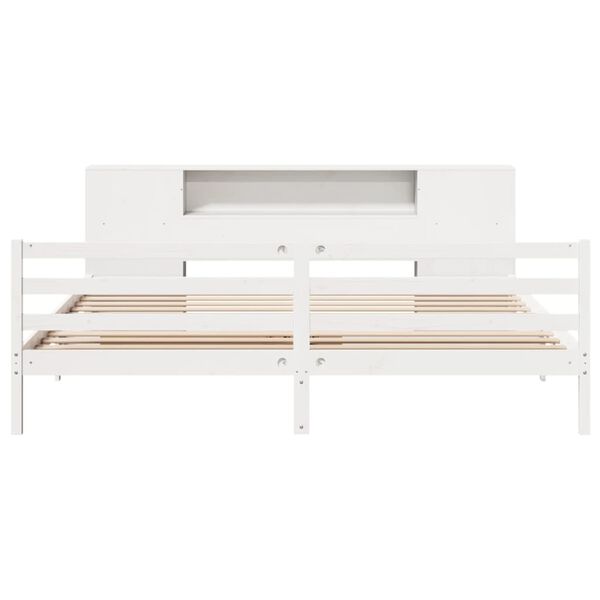 vidaXL Lit bibliothèque sans matelas blanc 180x200 cm bois pin massif