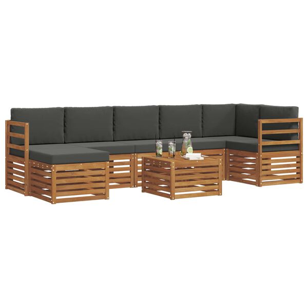 vidaXL Ensembles de canap&eacute;s avec coussin 8 pcs Naturel et Anthracite