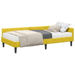vidaXL Cadre de lit d'angle avec matelas Autre 2 pi&egrave;ces Jaune Velours