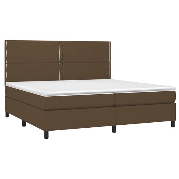 vidaXL Sommier &agrave; lattes de lit matelas et LED Marron fonc&eacute; 200x200 cm