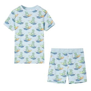 Pyjamas &agrave; manches courtes pour enfants bleu clair 128